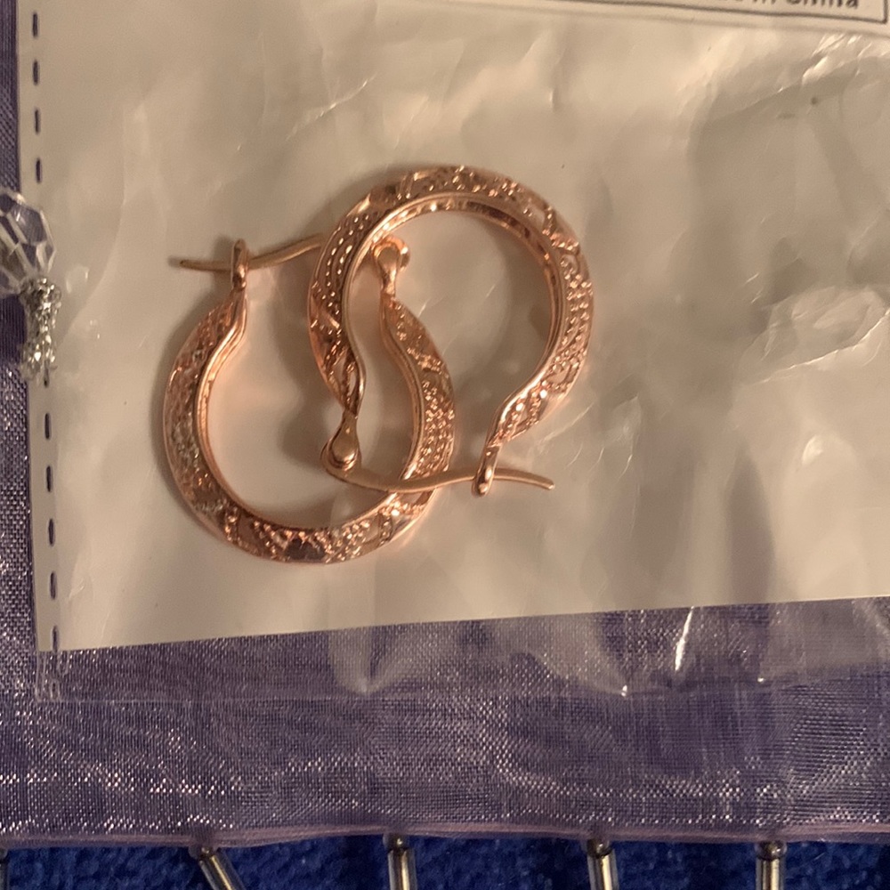 New Rose Gold tone hoop pierced earrings
